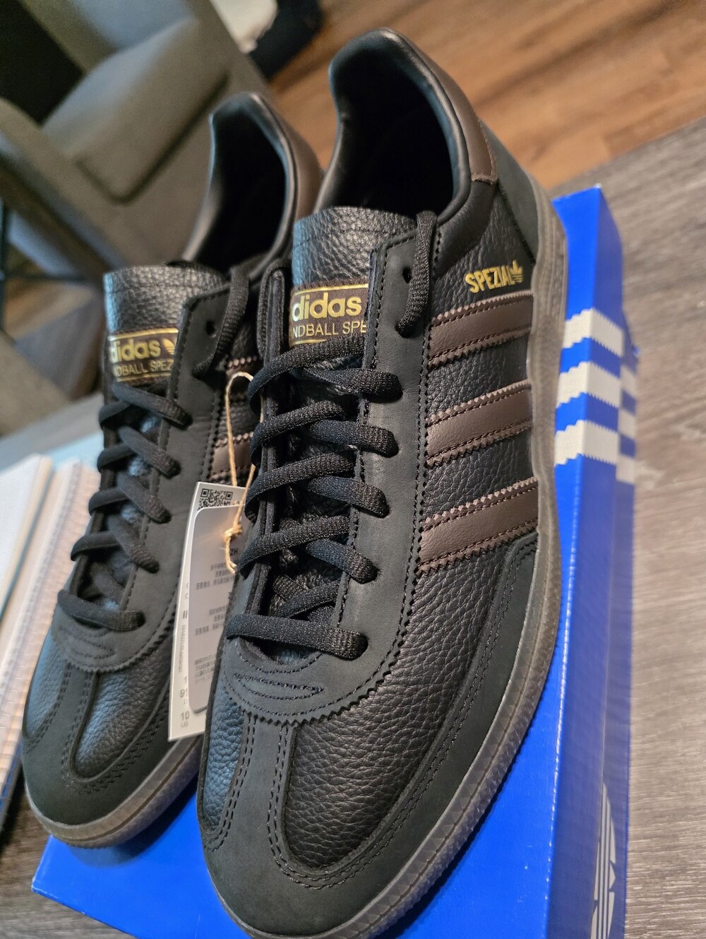 Adidas Black with Brown Stripe Handball Spezial Sneakers